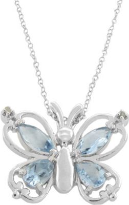 Blue Topaz Butterfly Pendant
