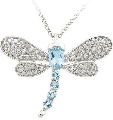 Blue Topaz and Diamond Dragonfly Pendant