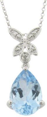 Blue Topaz And Diamond Teardrop Pendant