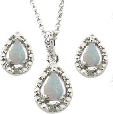 Opal and Diamond Teardrop Set