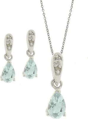 Blue Topaz and Diamond Pear Set
