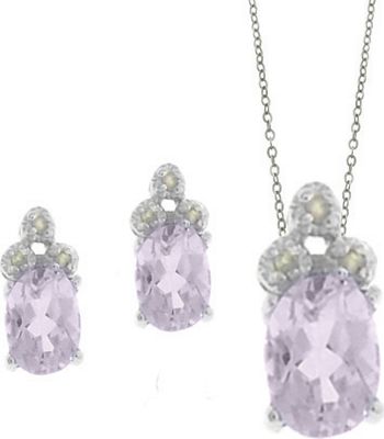 Amethyst and Diamond Oval Set
