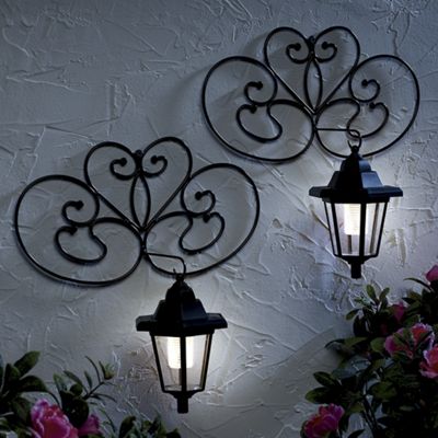 set of 2 scrolled solar lights