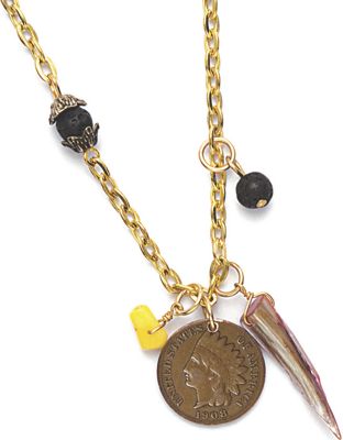 Dome Indian Head Cent Natural Stone Pendant