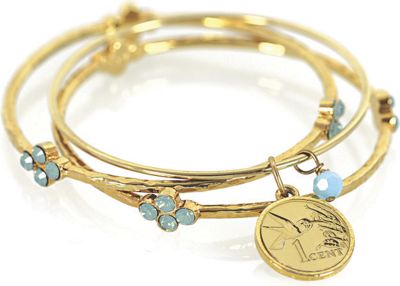 Hummingbird Coin Bangle Bracelet Set
