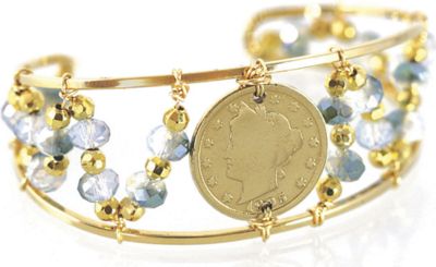 Liberty Nickel Bead Cuff Bracelet