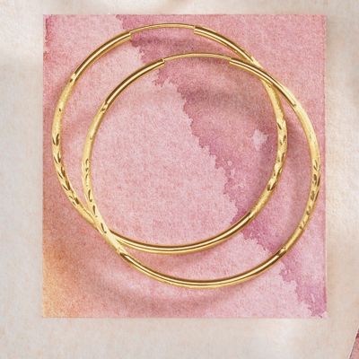 gold diamond cut wire hoops