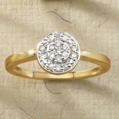 10k gold diamond framed round ring