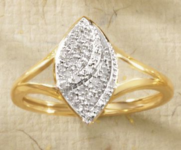 10K Gold Diamond Marquise Cluster Ring