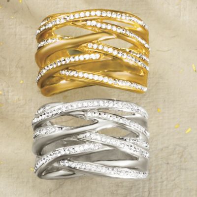 swarovski crystal crisscross ring