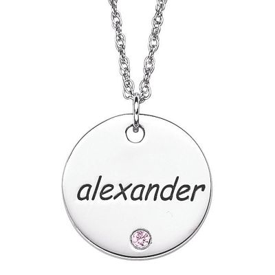 personalized pendant with simulated birthstone