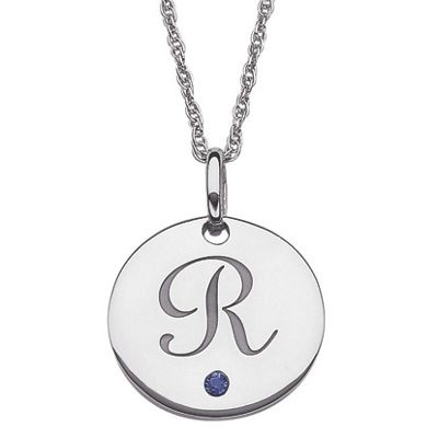 personalized initial pendant with simulated birthstone