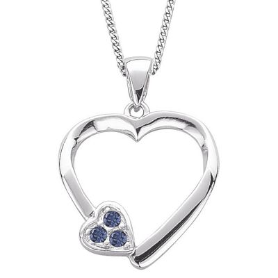 sterling silver birthstone heart pendant
