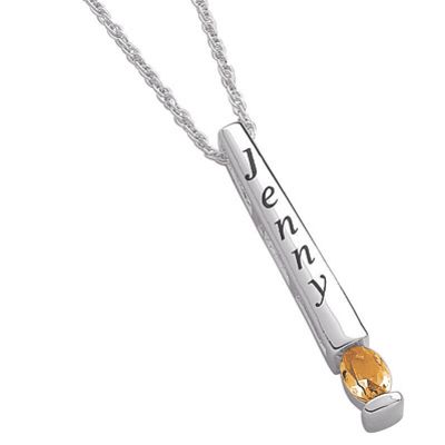 personalized birthstone bar pendant