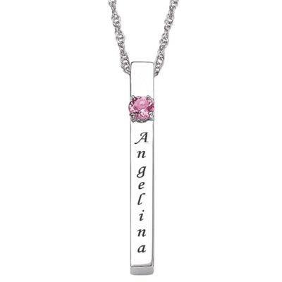 personalized rectangle bar birthstone pendant
