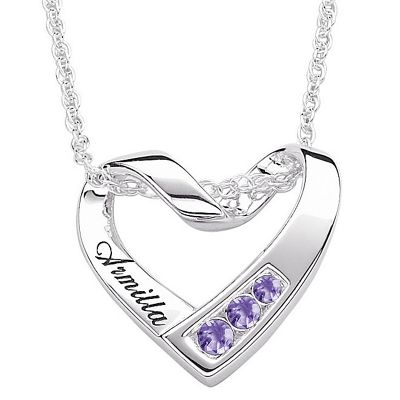 Personalized Birthstone Heart Pendant