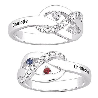 personalzied infinity birthstone couple ring