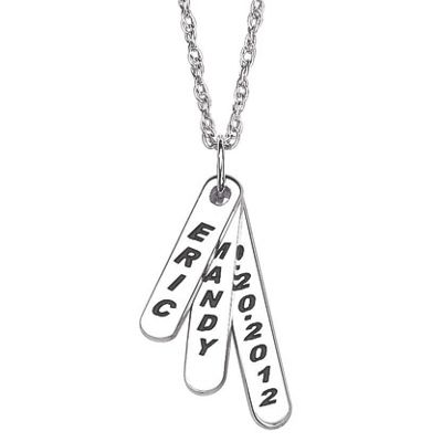 personalized layered bars name date pendant