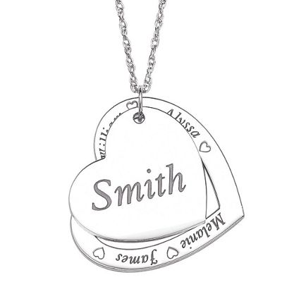 personanlized family name heart pendant
