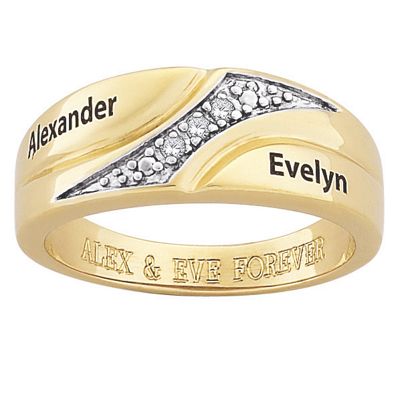 personalized name message band with diamond accents