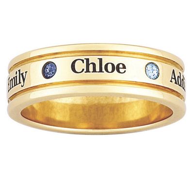 goldtone family name birthstone ring