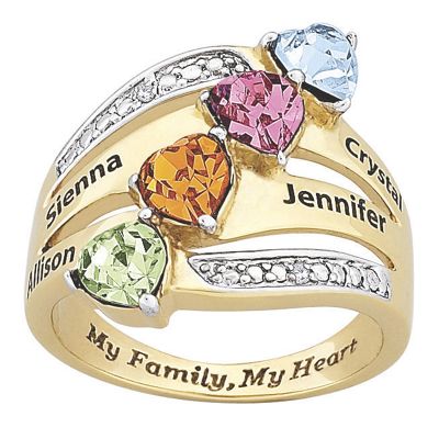 personalized family ring with simulated birthstones