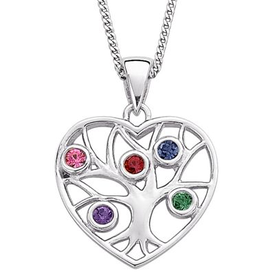 sterling silver family birthstone pendant