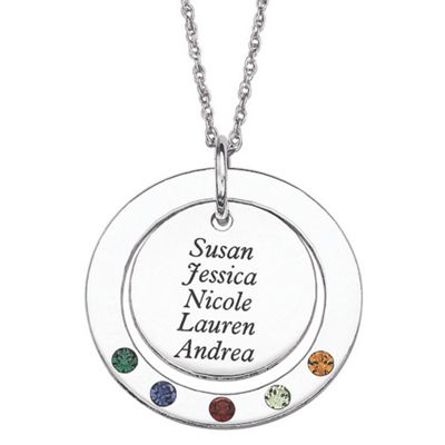 family circle name simulated birthstone pendant