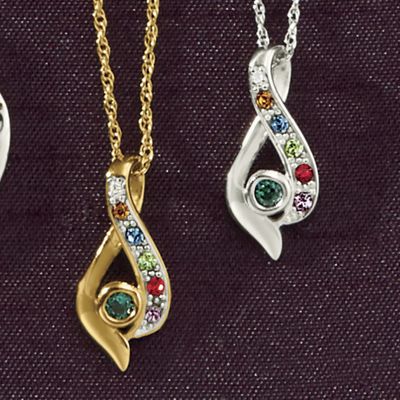 family birthstone teardrop pendant