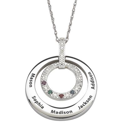 personalized dual circle family pendant