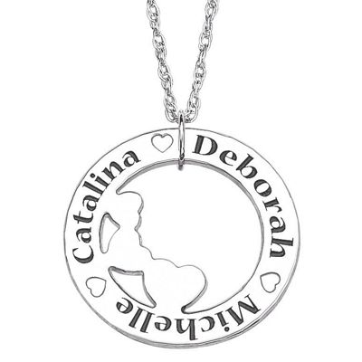 personalized circle heart pendant