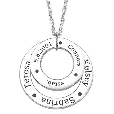 personalized double circle family name pendant