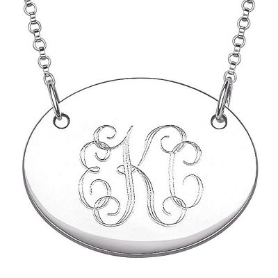monogramed oval pendant