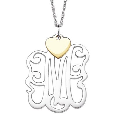 monogram with heart pendant