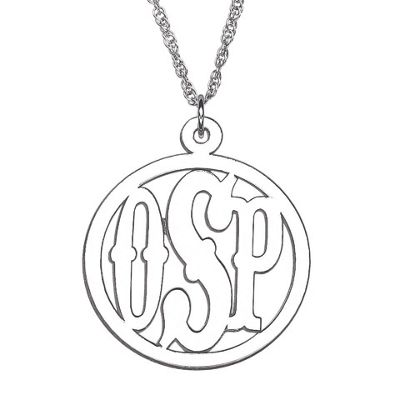 initial monogram circle pendant