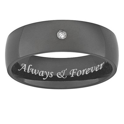 titanium message band with a diamond accent