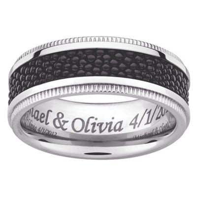 textured black titanium message band