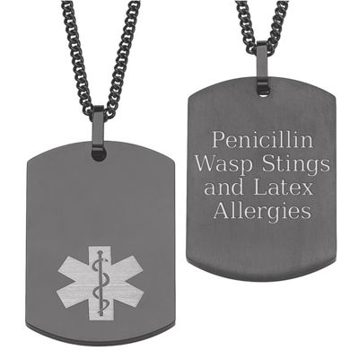black medical alert dog tag