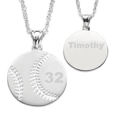 silvertone personalized sports ball pendant