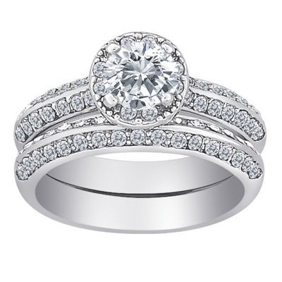 cubic zirconia crystal round bridal set