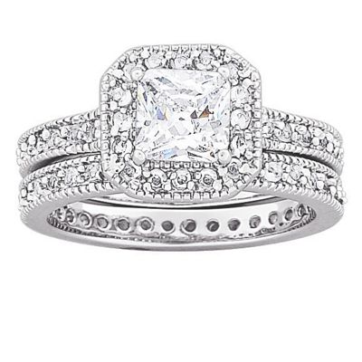 cubic zirconia square bridal set 4