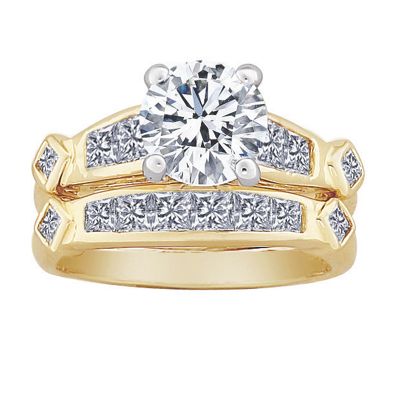 cubic zirconia goldtone bridal set