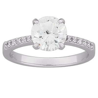 large cubic zirconia solitaire engagement ring