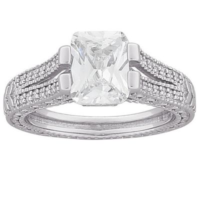 emerald cut cubic zirconia engagement ring