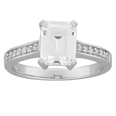 large emerald cut cubic zirconia engagement ring