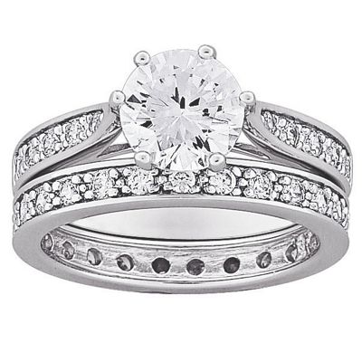 cubic zirconia round bridal rings
