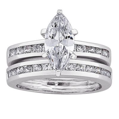 cubic zirconia marquise bridal set