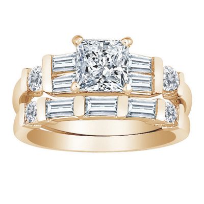 cubic zirconia square bridal set 3