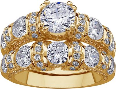 Wedding Ring Set with Cubic Zirconias