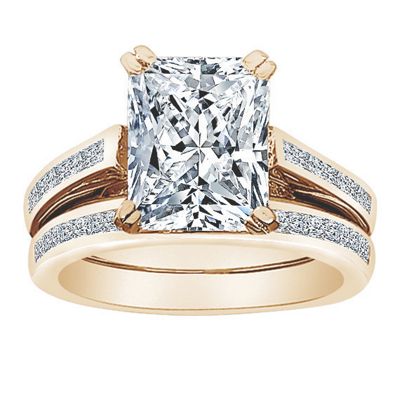solitaire cubic zirconia wedding band set